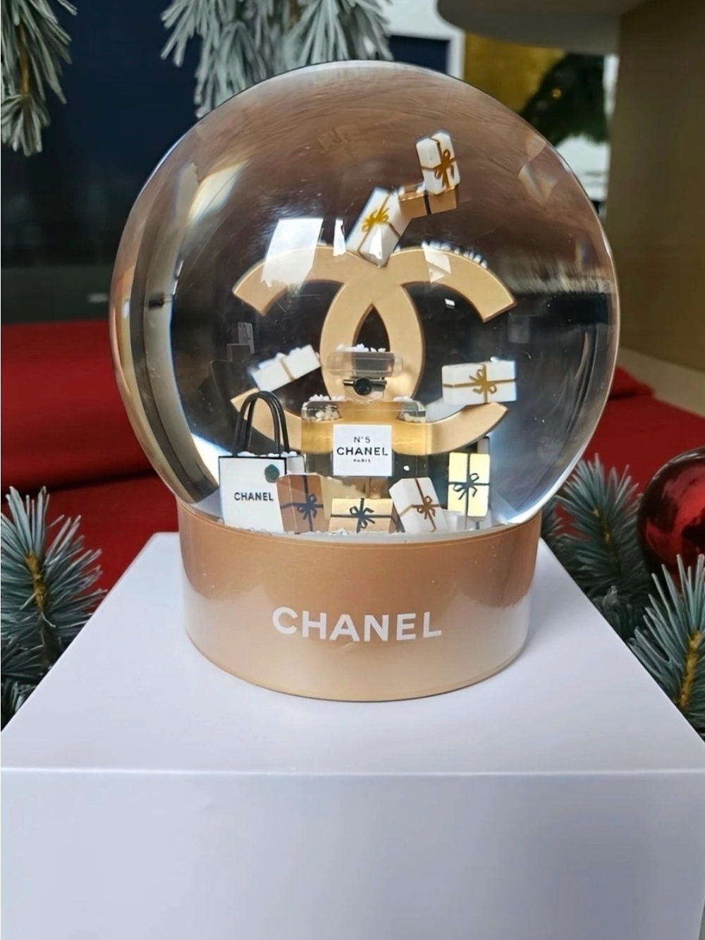 CHANEL Holiday Snow Globe with CC Logo